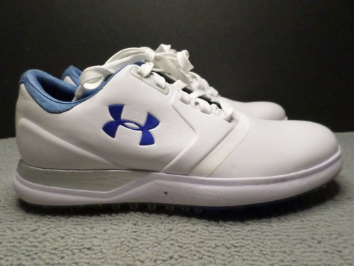 Under Armour Performance Spikeless Women's size 7 White Blue Leather Golf Shoes - Picture 4 of 9