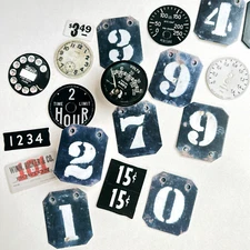 Vintage Style Numbers Tag Dials Die Cut Heavy Cardstock Collage Junk Journal