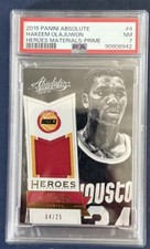 2015-16 Panini Absolute Heroes Materials Prime /25 Hakeem Olajuwon Hof Psa Pop 1