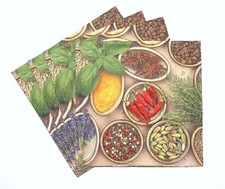 4 Decoupage Napkins Exotic Spices Food Kitchen Themed 3ply Luncheon Paper Napkin