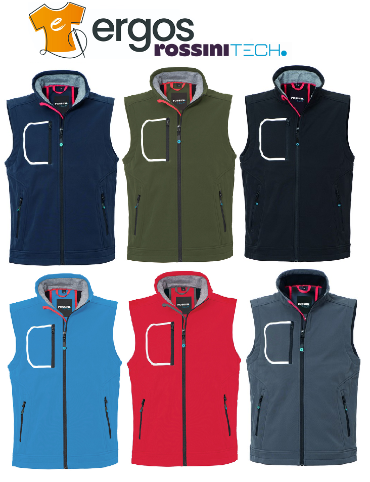 ROSSINI Gilet ZACK Softshell Uomo Smanicato Giubbotto Lavoro