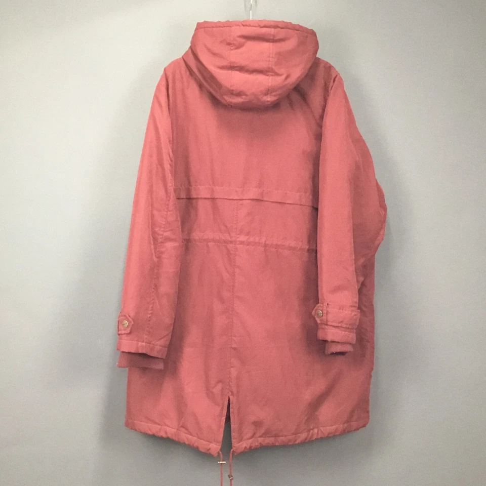 Abrigo de invierno Woman Within Plus 26W rojo oxidado acolchado forrado frente a presión con capucha cálido Foto 2 de 4