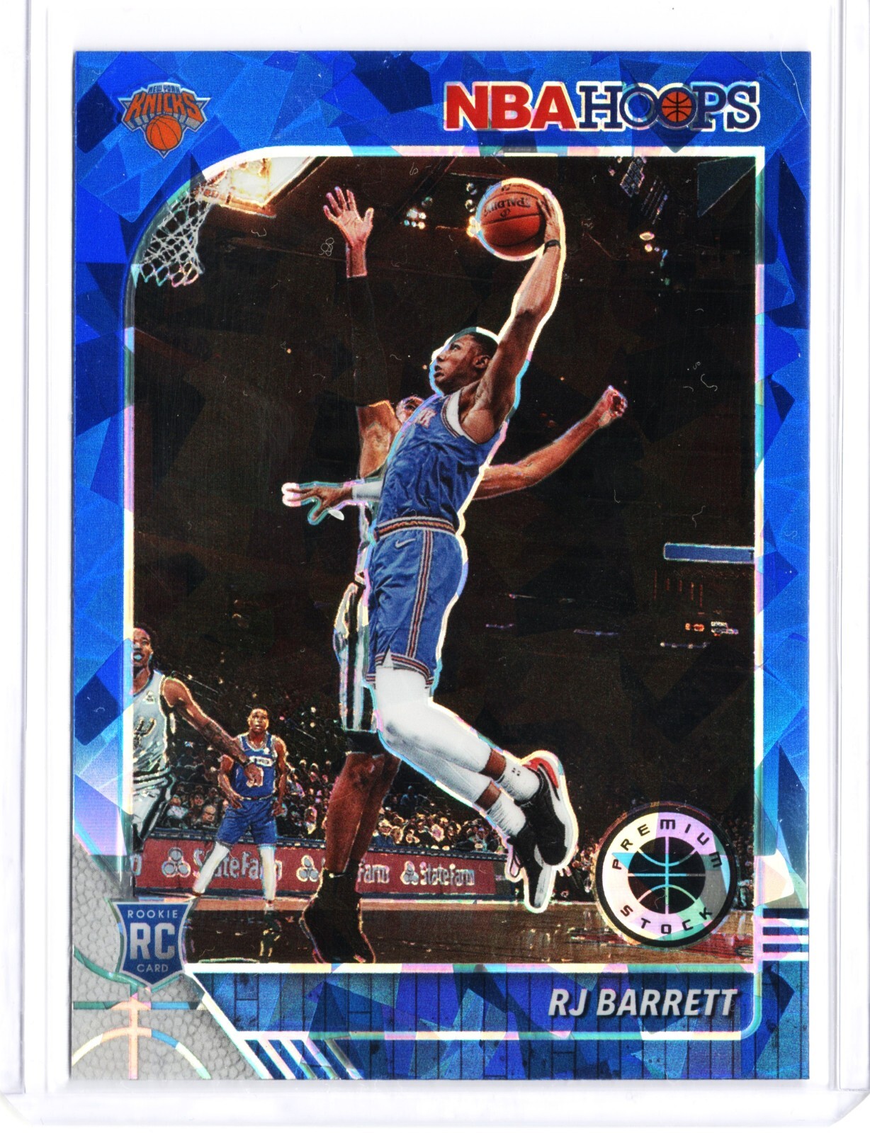 RJ BARRETT 2019-20 PANINI NBA HOOPS PREMIUM STOCK #201 BLUE CRACKED ICE RC