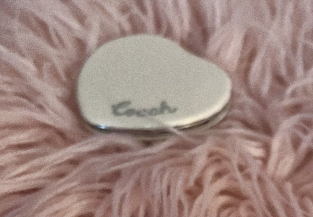 NEW Coach Chalk Silver Multi Glitter Dual Sided Heart Shaped