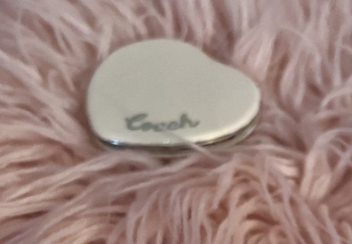 NEW Coach Chalk Silver Multi Glitter Dual Sided Heart Shaped Compact Mirror - Picture 9 of 24