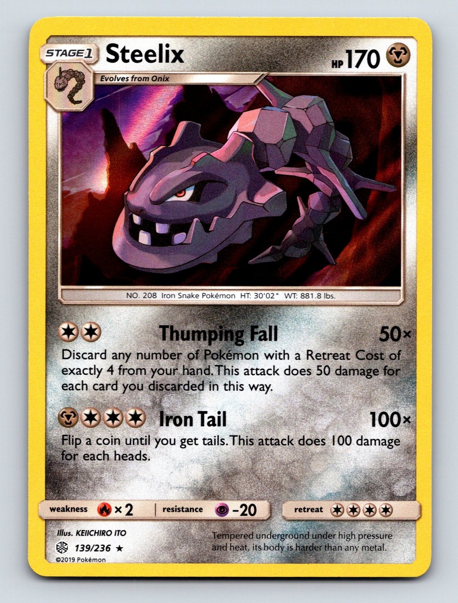 Stage 1 Steelix HP 170 Thumping Fall Iron Tail Rarity Dark Metal Stage 1 Steelix HP 170 Thumping Fall Iron Tail Rarity Dark Metal