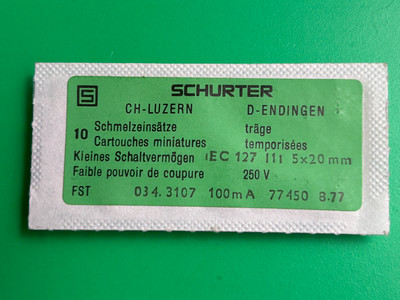 Schurter  Fuse 100mA  250V  for Studer
