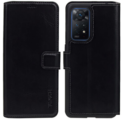 Suncase Hülle Klapp Case Leder Tasche in Schwarz für Xiaomi Redmi Note 11 Pro 5G