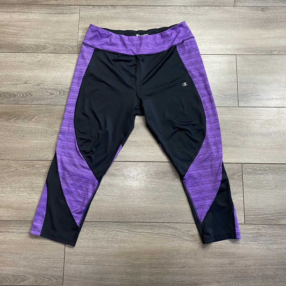 Champion Leggings Size XXL Capri Medium Activewear Pants Black Purple