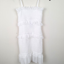 Nasty Gal Smocked Bodycon Dress Size 4 Ruffles Adjustable Straps Lined White New