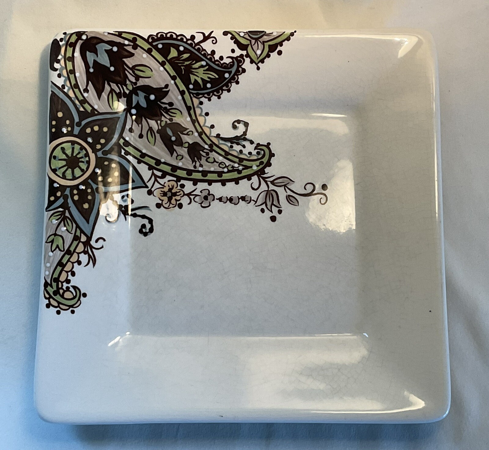 Tabletops Gallery Angela Lot of (2) 8” Square salad Plates Paisley