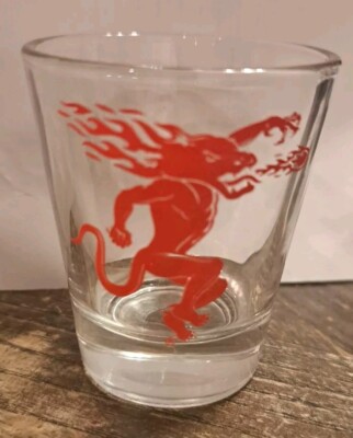 Fireball Cinnamon Whiskey Shot Glass Red Fire Breathing Dragon