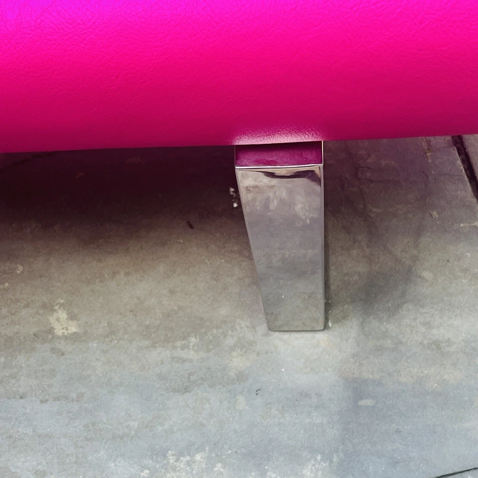 Mid Century Modern Chrome And Channel Upholstered Bench After Milo Baughman - Image 2 of 4