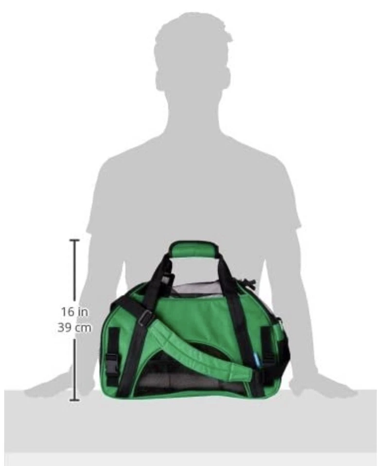 Transportador de mascotas pequeño Oxgord Safety verde 10 lb malla suave 17x8x11,5 envío rápido Foto 3 de 4