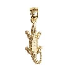 New 14k Yellow Gold Alligator Crocodile Pendant Charm