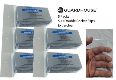 500 2x2 Coin Flips Thick Unplasticized Vinyl Long Term 2 Pocket Holders Clear