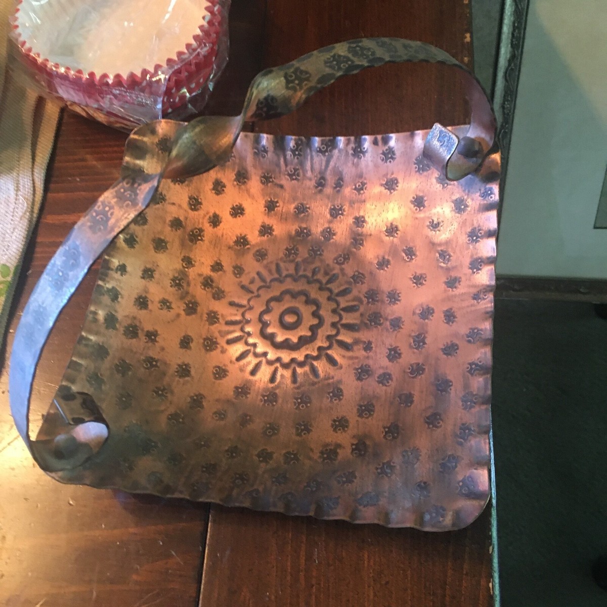 Copper Basket handcrafted Vintage Germany ECHT HANDARBEIT