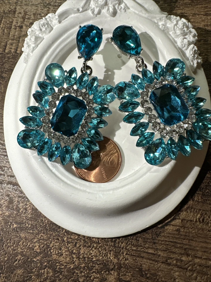 Postes de plástico para orejas muy sensibles circonita cúbica cristal pendientes multicolores Foto 2 de 4