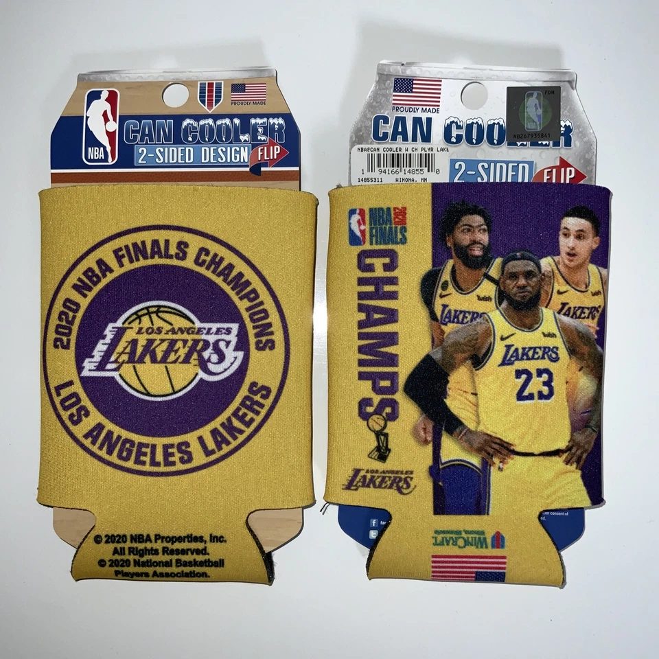 LOS ANGELES LAKERS 2020 NBA CHAMPIONS CAN KOOZIE COOLER HOLDER SET OF 2 - Изображение 2 из 4