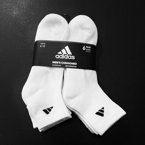 Adidas 6 pares de calcetines acolchados para hombre talla 8-12 blancos GRANDES #640 - Imagen 9 de 9