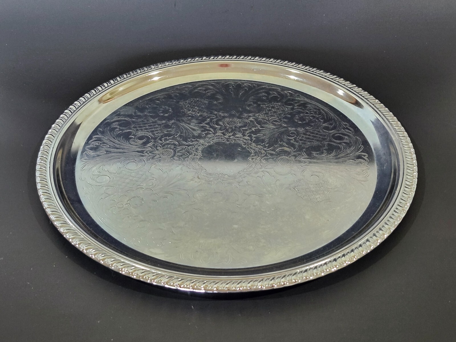 Irvinware 12.5-inch Chrome Plated Round Serving Tray Platter Made in USA
