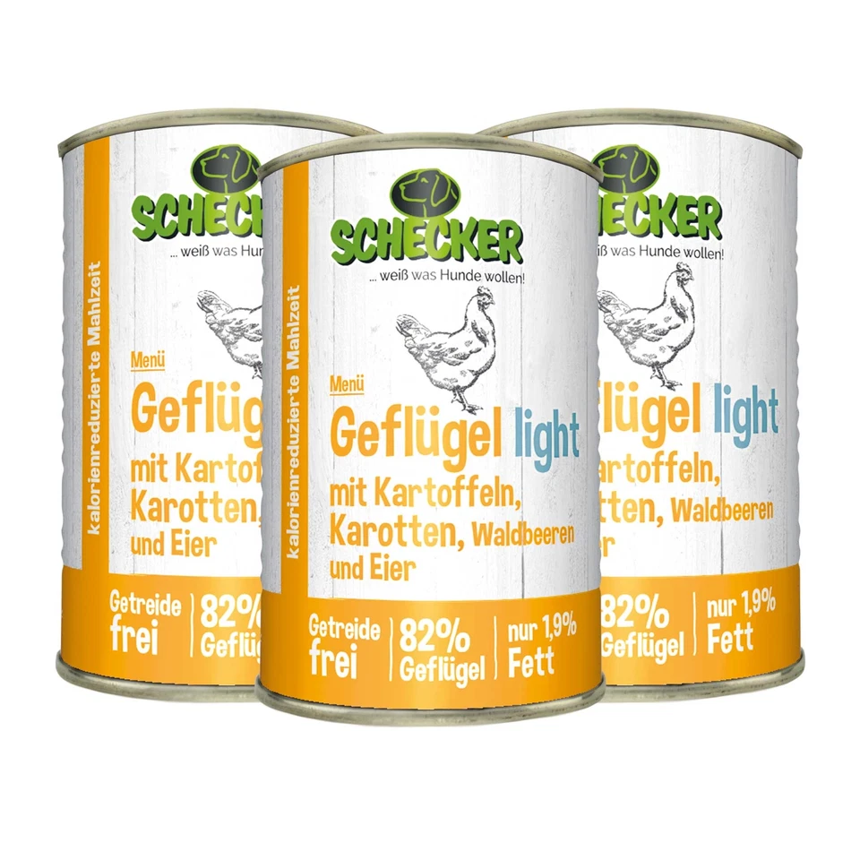 3 x 410g Schecker Fleischtopf Menü - light Diätfutter für Hunde - Nassfutter - Bild 2 von 3