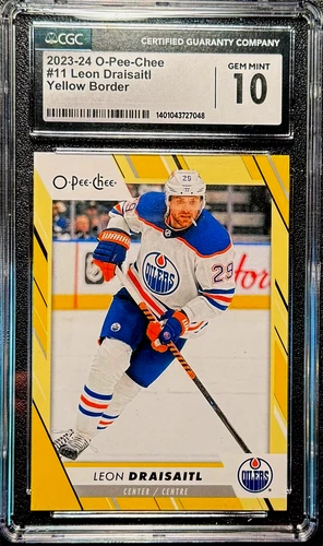 LEON DRAISAITL, 2024 O-Pee-Chee #11 CGC 10GM Yellow Border Parallel