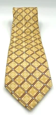 Ferrell Reed 100% Imported Silk Mens Neck Tie Gold Geometric 3.5 Width 60 Length