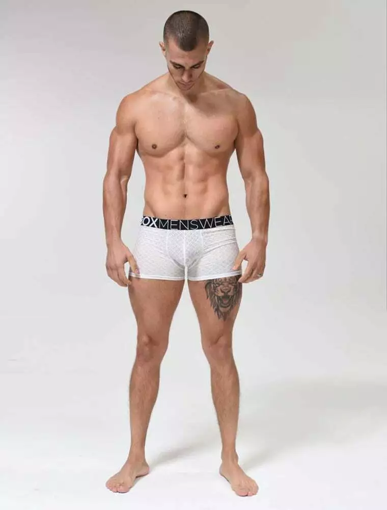 Box Menswear All Over Lace Boxers - White Large K2