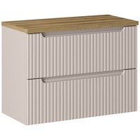 Badezimmer Waschtischunterschrank 80 Cm Waschtisch Kaschmir Beige Eiche Gerillt