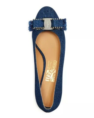 NIB NEW Salvatore Ferragamo Vara jeans denim pumps shoes 6 7.5 9.5