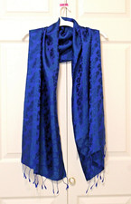 Women's 100 Silk Scarf, Color, Blue Royal, New without Tags 17"X69"