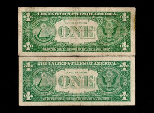 Lot of Two ⭐️$1 1957-B & $1 1957-A Blue Seal Silver Certificates (H42) - Picture 2 of 2
