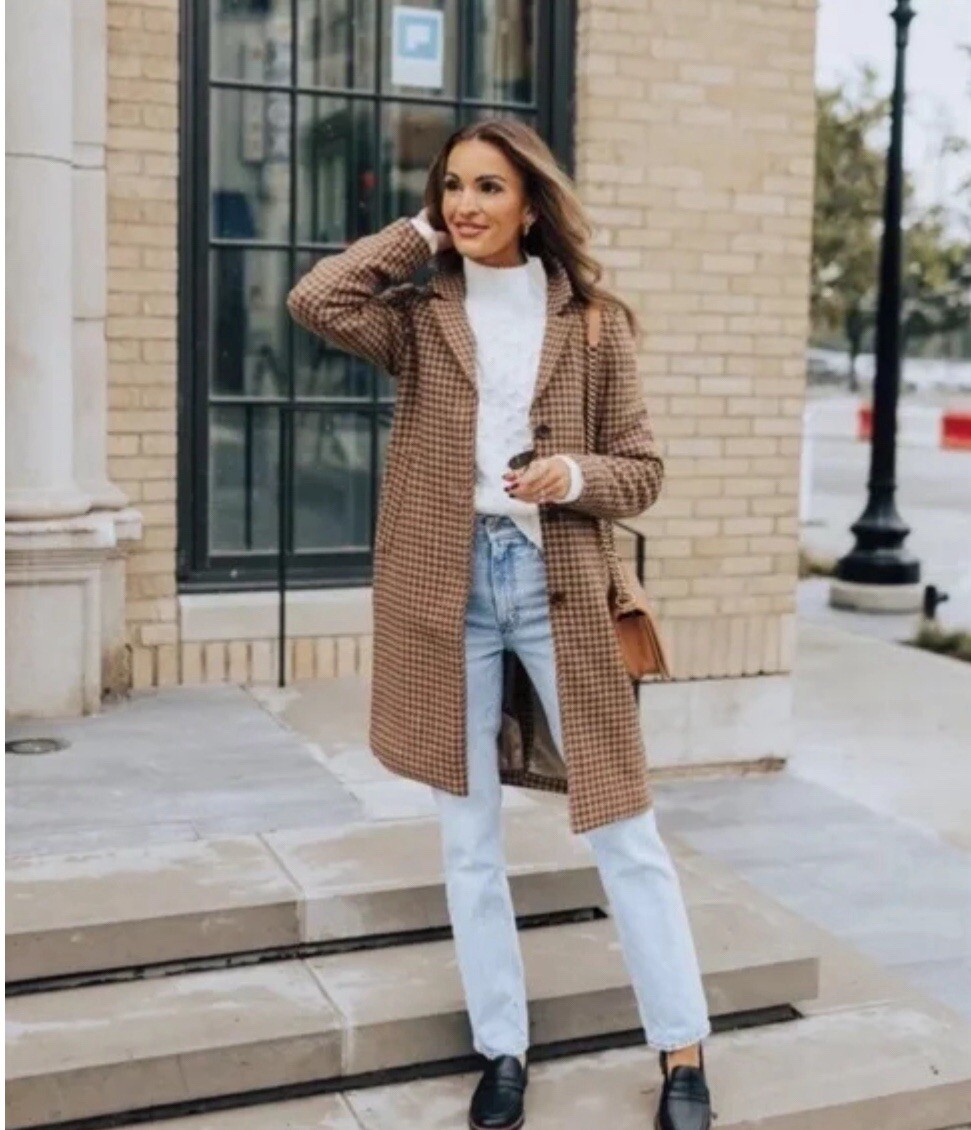 Abercrombie & Fitch XS Women's Wool-Blend Dad Pea Coat Camel