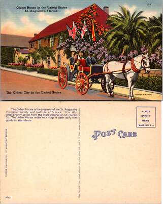 VTG Postcard - oldest House under four flags St. Augustine Historical Society
