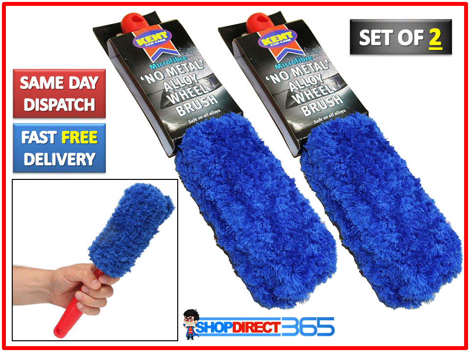 Kent No Metal Soft Alloy Wheel Detailing Brush Set of 2 x Brushes Valet