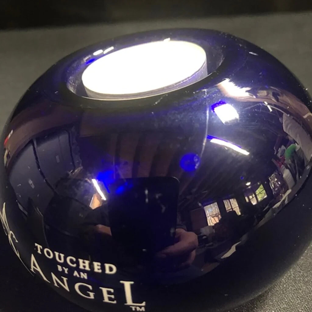 Vintage Cobalt Blue Glass Votive Candle Holder "Touched By An Angel"
