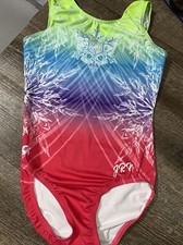 Gk Rainbow Snowflake Christmas Gymnastics Leotard Guc Pink Blue Green
