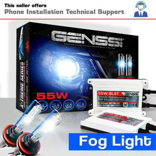 Genssi Fog HID Kit Foglight Bulbs White Blue Xenon Conversion Light Ballasts  - Picture 1 of 10