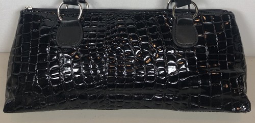 Wine Bottle Insulated with Opener Black Faux Croc Embossed Purse - Picture 3 of 9