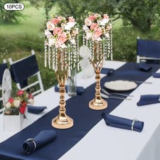 10Pcs Crystal Flower Stands Vases 55cm Wedding Centerpieces Dining Table Gold US