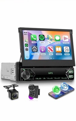 Single Din Retractable Screen Car Stereo with Wireless A Retractable screen