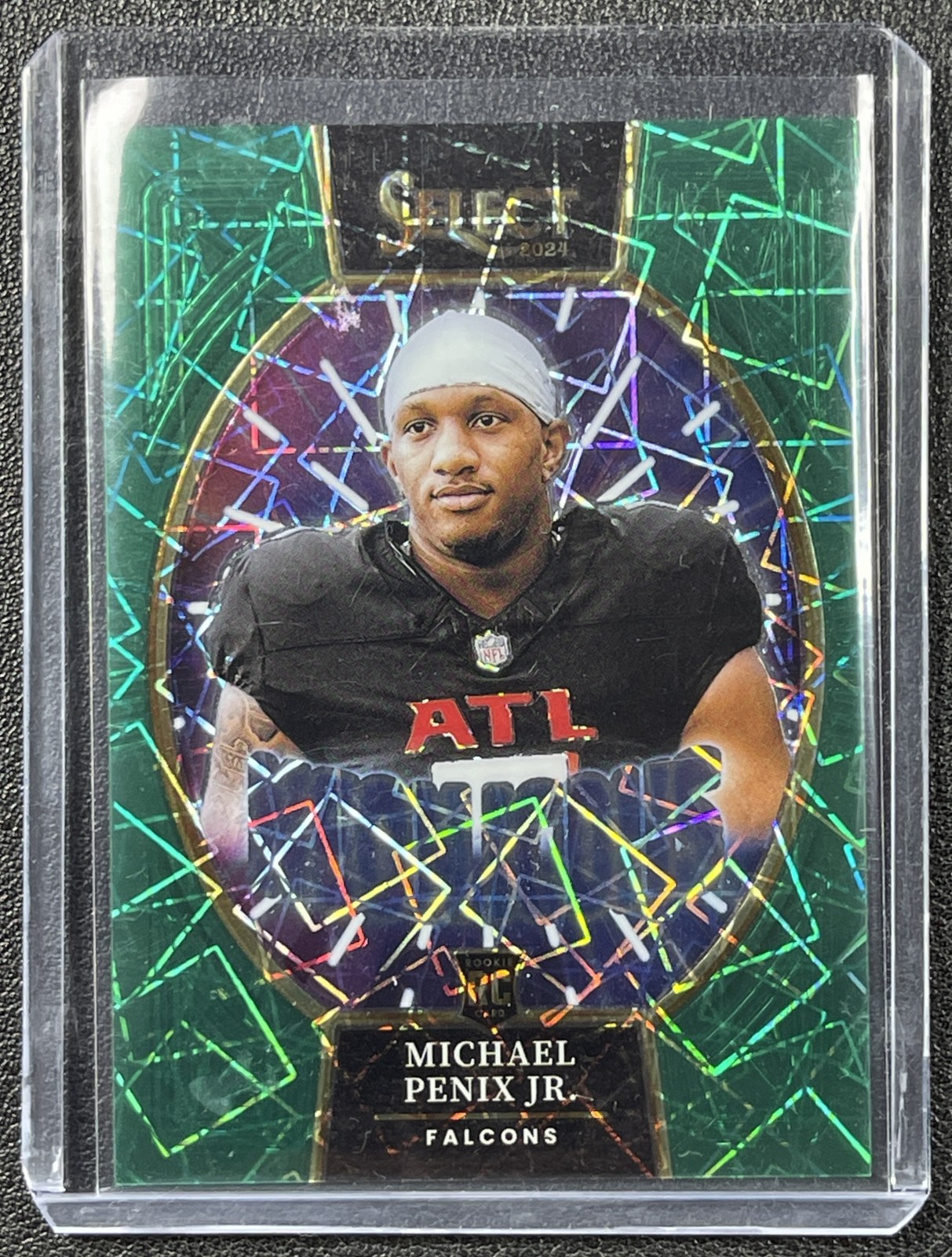 MICHAEL PENIX JR. 2024 PANINI SELECT #10 ROOKIE NEON ICONS GREEN PRIZM RC 4/5