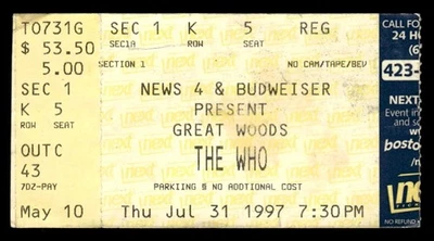 The Who 1997 Jul 31 Ticket Stub Mansfield MA Great Woods Arts Center *TS83 - Image 1 of 2