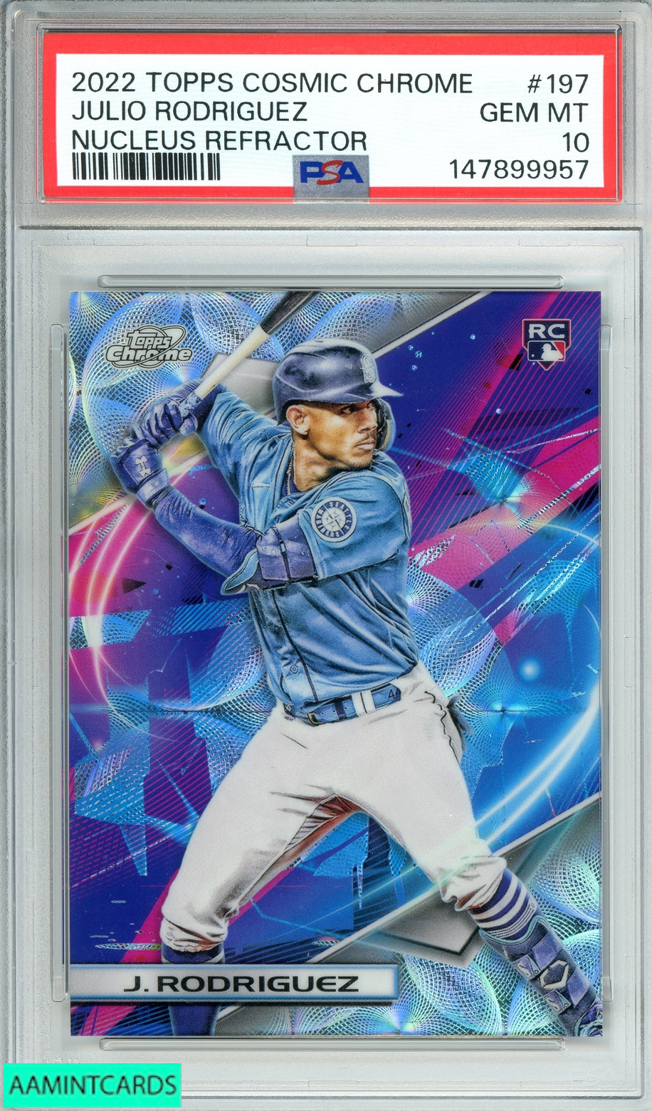 2022 TOPPS COSMIC CHROME JULIO RODRIGUEZ #197 NUCLEUS REF RC PSA 10 GEM MT