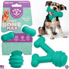 All-Natural Rubber Dog Toy - Nontoxic, Safe, FunnyBone MAX, Teal Color