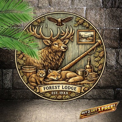 Wildlife Hunting Theme Metal Tin Sign Cabin Man Cave Wall Art 8x12