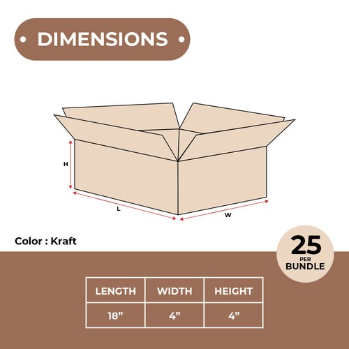 Paquete de 18 x 4" ECT-32 25 cajas corrugadas Kraft - Imagen 3 de 6
