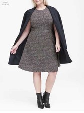 New 16 Banana Republic tweed racer neck fit and flare dress