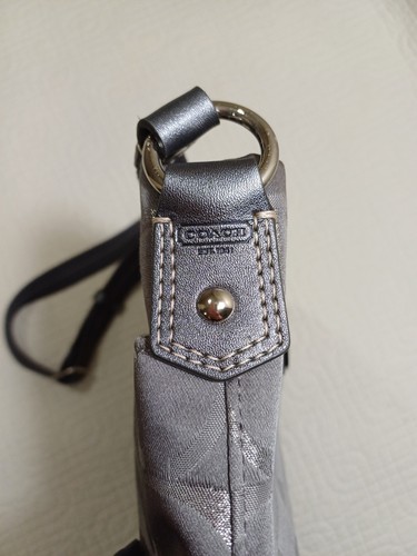 Coach Signature Csnvas Logo Crossbody File Bag F-20430 Gray Silver Adjast NewWT - Picture 6 of 24